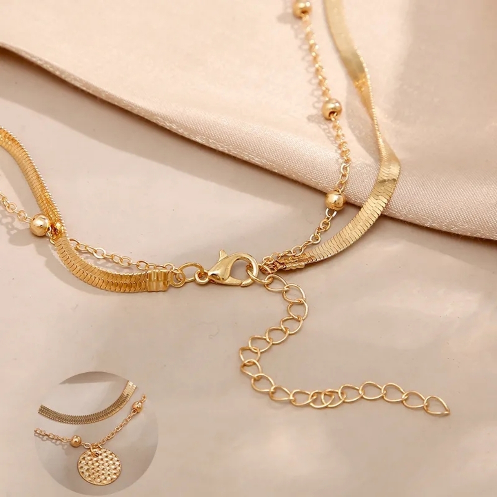 NEW GOLD  MULTILAYER ✨️ CLAVICLE CHAIN CHOKER COIN NECKLACE - Picture 7 of 8